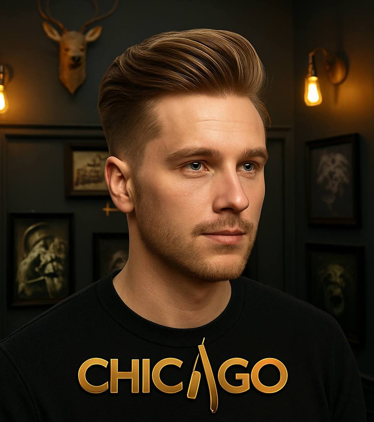 Стрижка Executive Pompadour — барбершоп CHICAGO, Екатеринбург