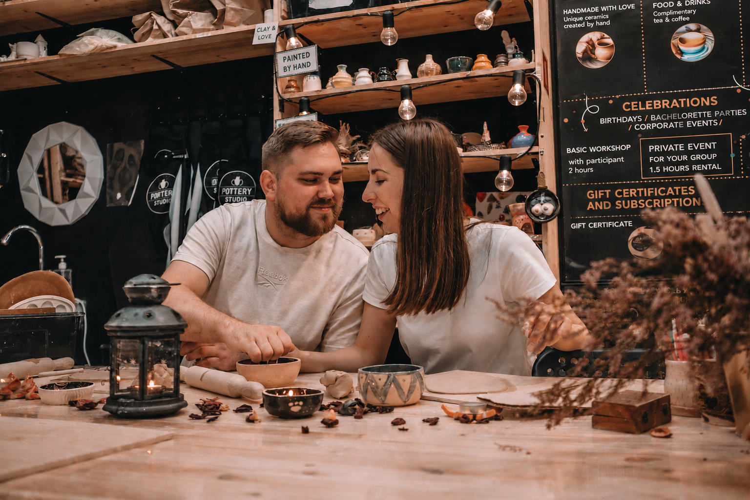 Private gender reveal for two at a pottery studio