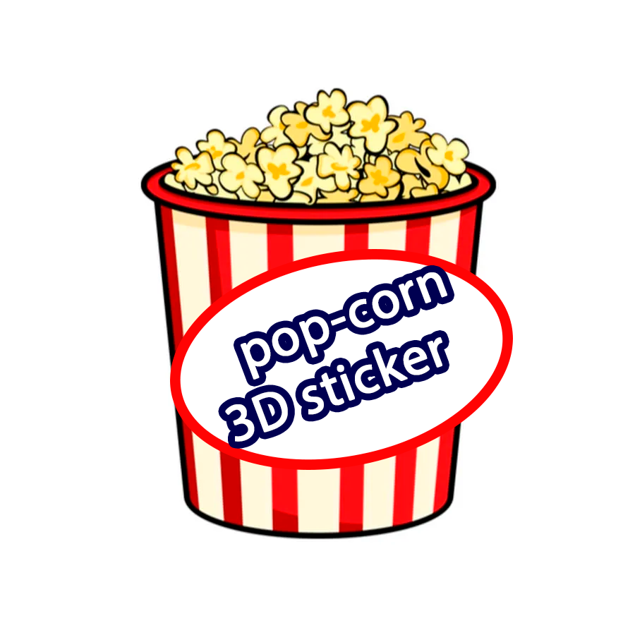 pop corn sticker 3D