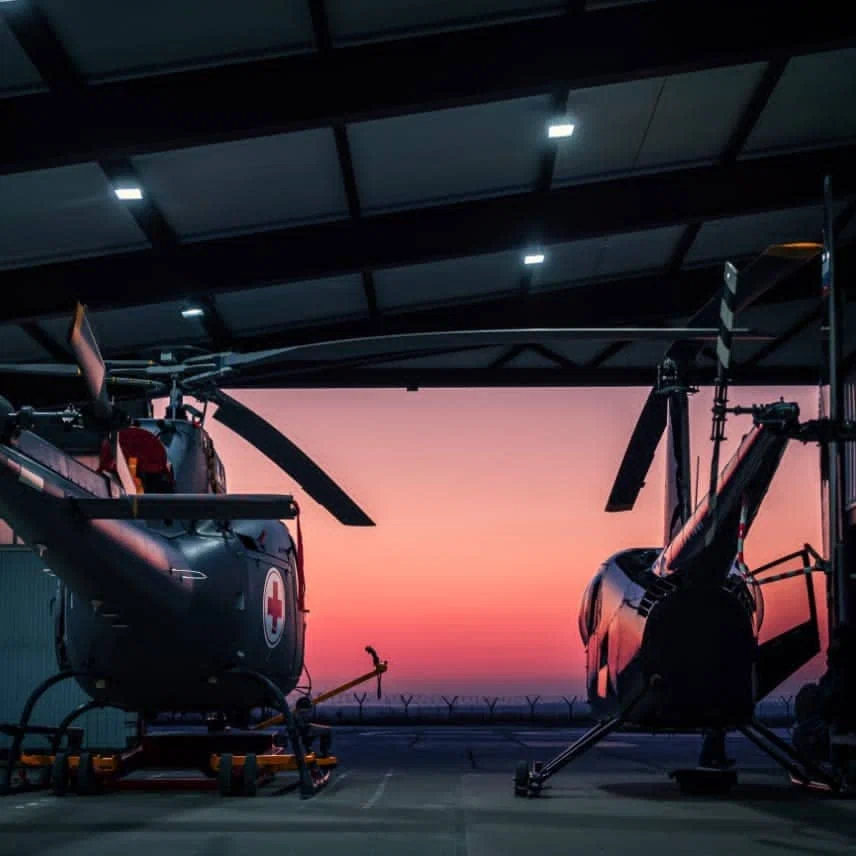 Вертолеты на стоянке во Владивостоке для аренды и перелетов от Vladivostok Helicopters