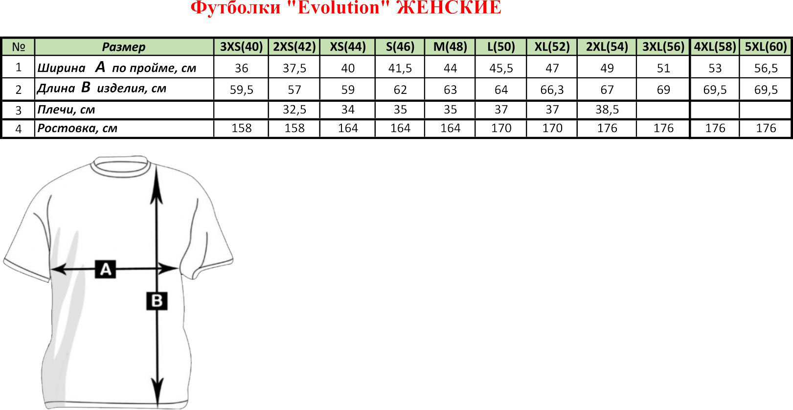 Размеры футболок