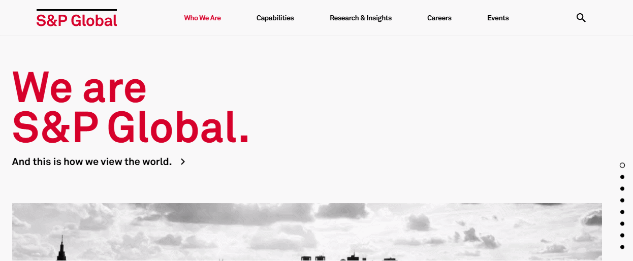Страница «О компании» на сайте S&P Global