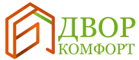 Логотип Двор Комфорт, беседки, домики, колодцы из дерева под ключ. Меню