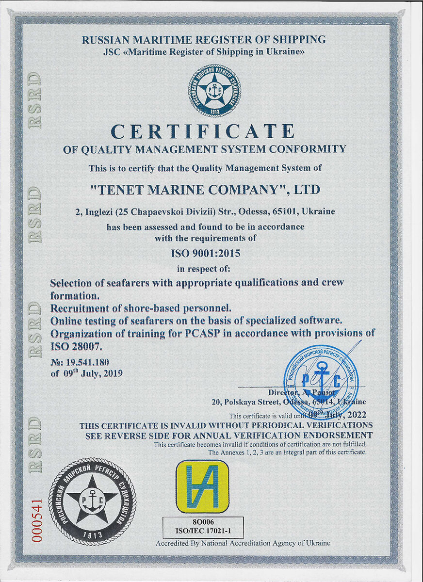 certificates-tenet-marine-company