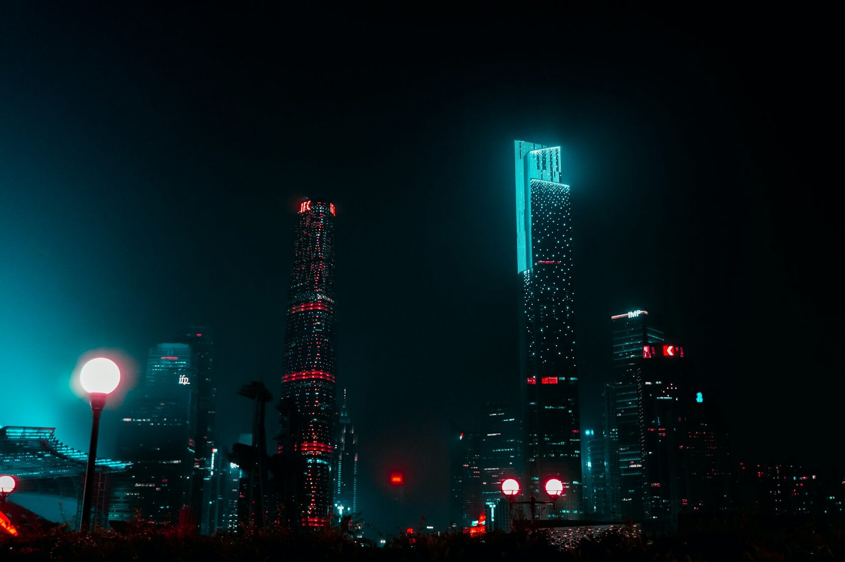 Night city skyline timelapse