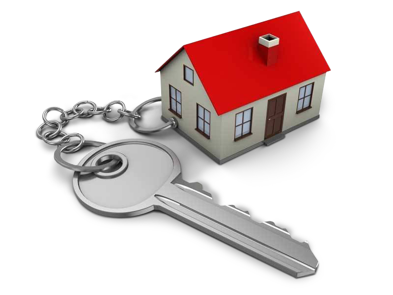 Продать жилплощадь. Ключи от квартиры. Домик с ключами. «Ключи к дому». Недвижимость на белом фоне.
