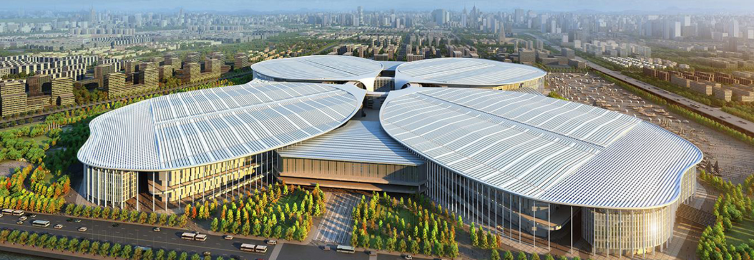 National exhibition and convention center shanghai. Шанхай - национальный выставочный и конференц-центр. Шанхай Экспо 2023. Выставочный центр Хэнань. Экспо здание Китай.