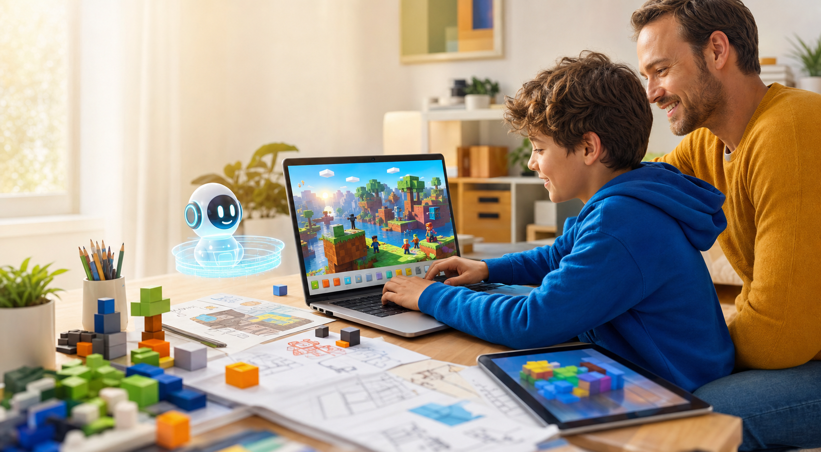 Ребенок создает Roblox-проект с AI-помощником, родитель видит результат