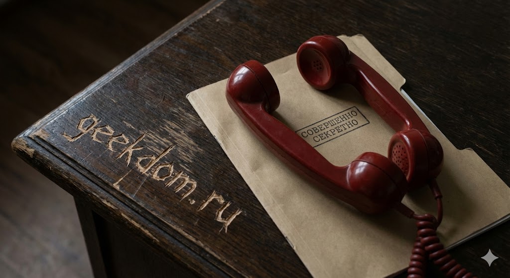 Красный телефон правительственной связи на столе