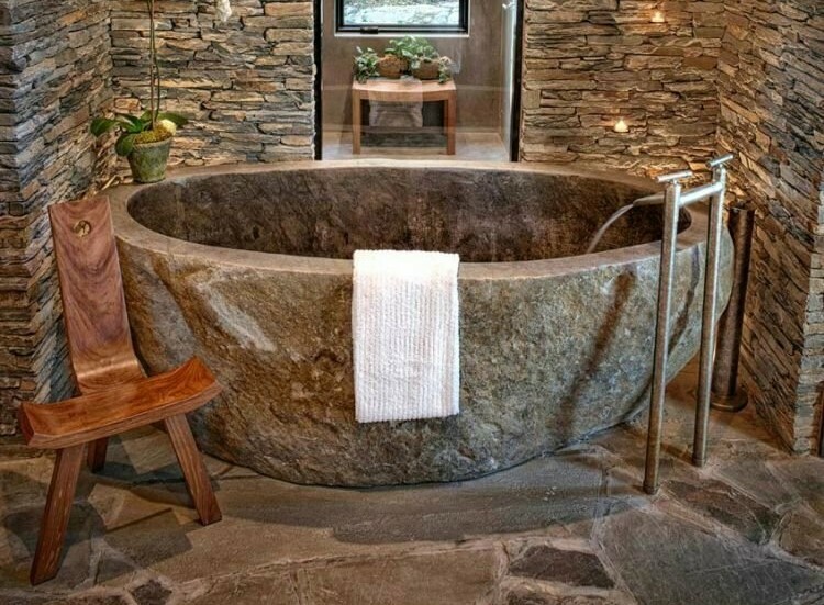 Пример ванной из архитектурного бетона, имитация натурального камня