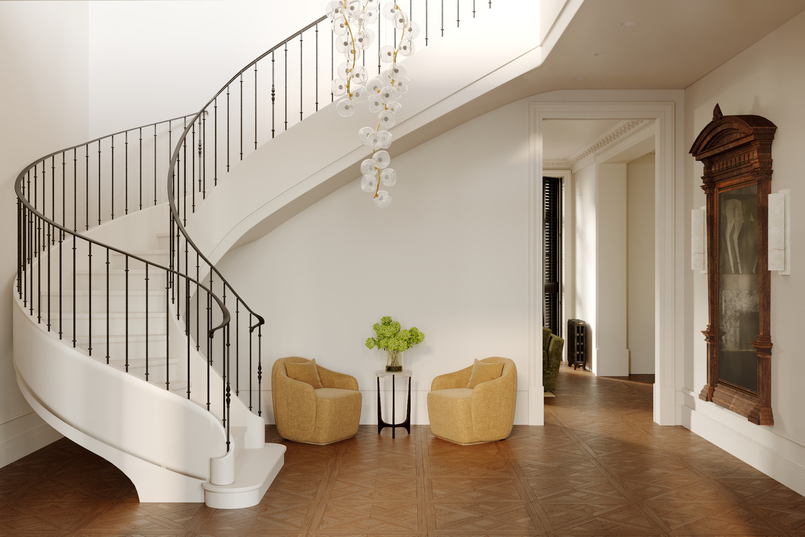 Радиусная лестница в интерьере дизайнера Екатерины Фёдоровой