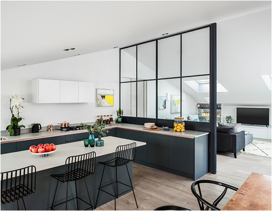 Алюминиевая перегородка на кухню