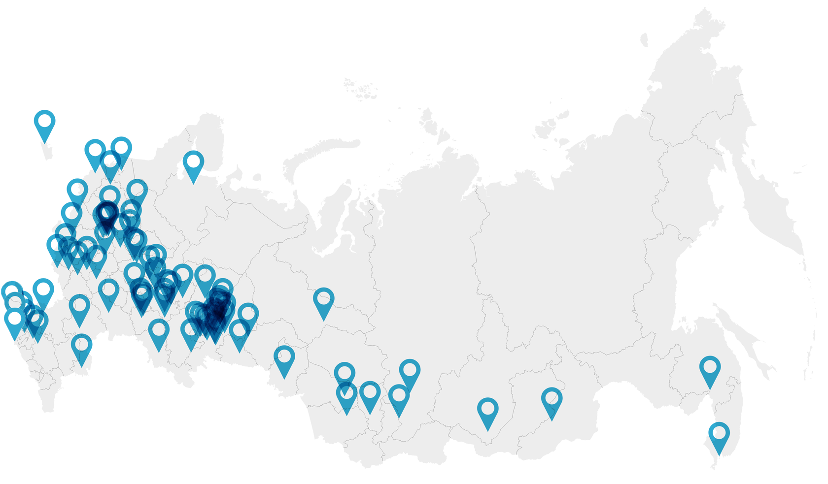 Лиды на банкротство. Клиенты по всей России. Карта партнера. Свободный регион. Partners Map.