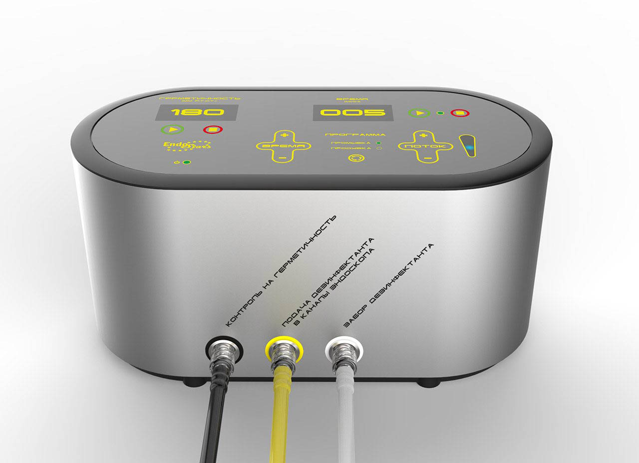 Дизайн лицевой панели устройства промывки каналов эндоскопа - суперграфика на объекте