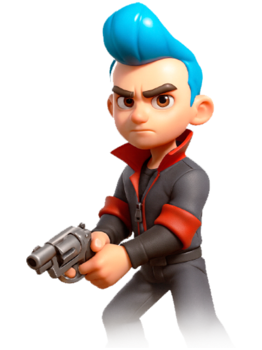 Vortex 9 character holding a pistol