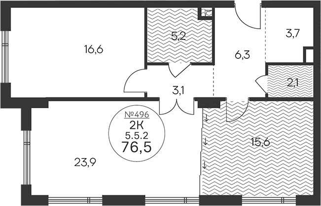 2-комн 64,0 м²