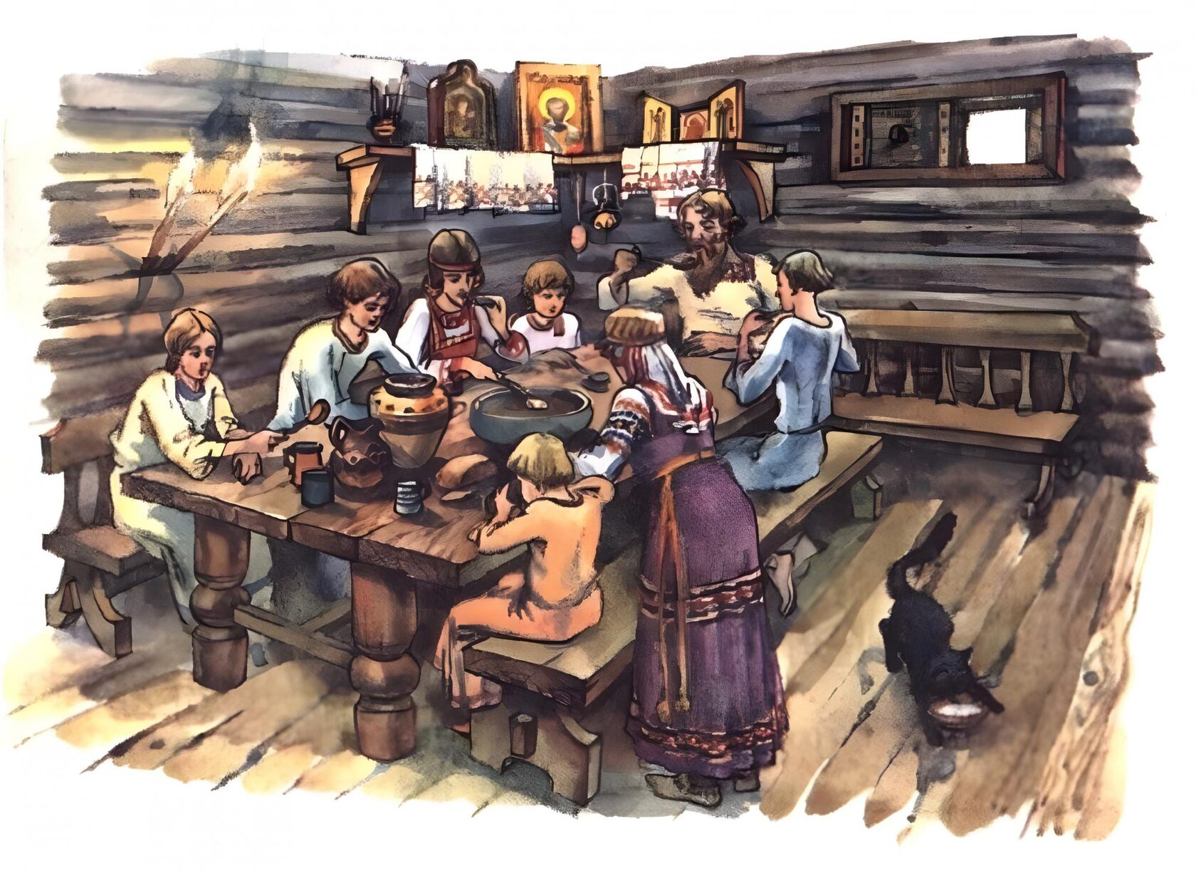 Русская деревня — изба, семейный быт и гостеприимство народа