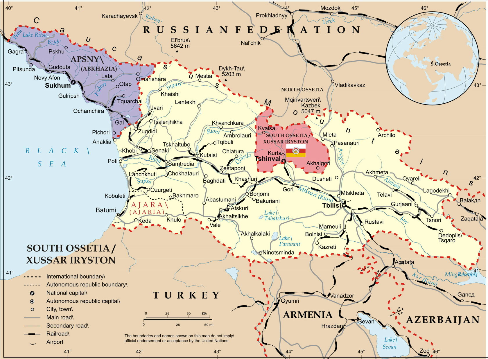 Карта Грузии и Абхазии