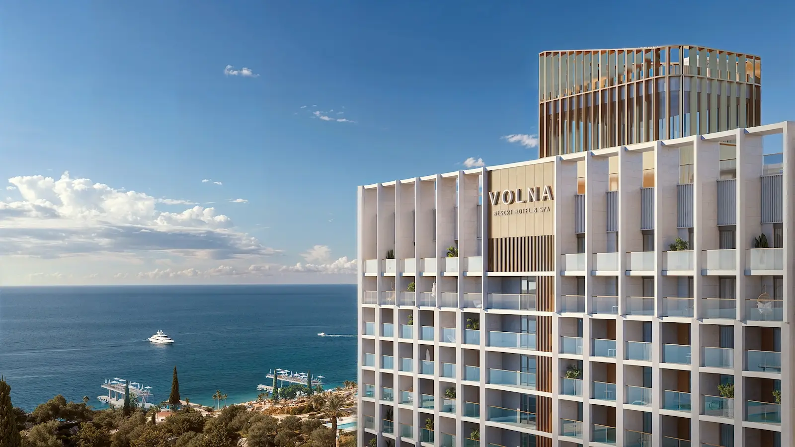 Визуализация архитектуры VOLNA Resort у моря