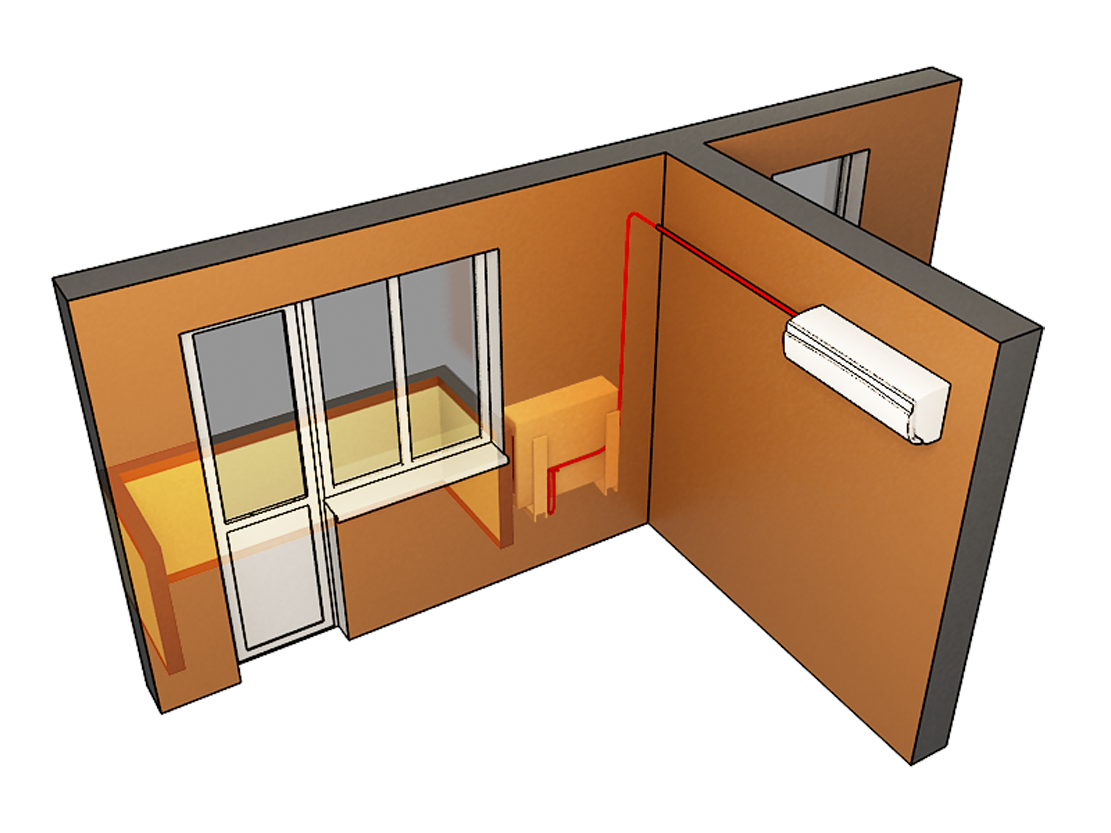 Монтаж кондиционера в комнате с балконом. Кондиционер в комнате с балконом. Варианты установки кондиционера в комнате с балконом. Сплит система в комнате с балконом.