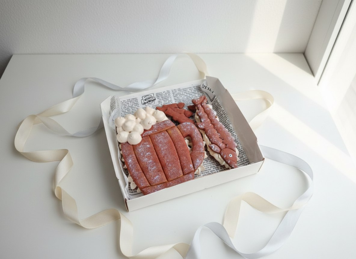 Набор к 23,кружка и осётр, печенье и зефир 1