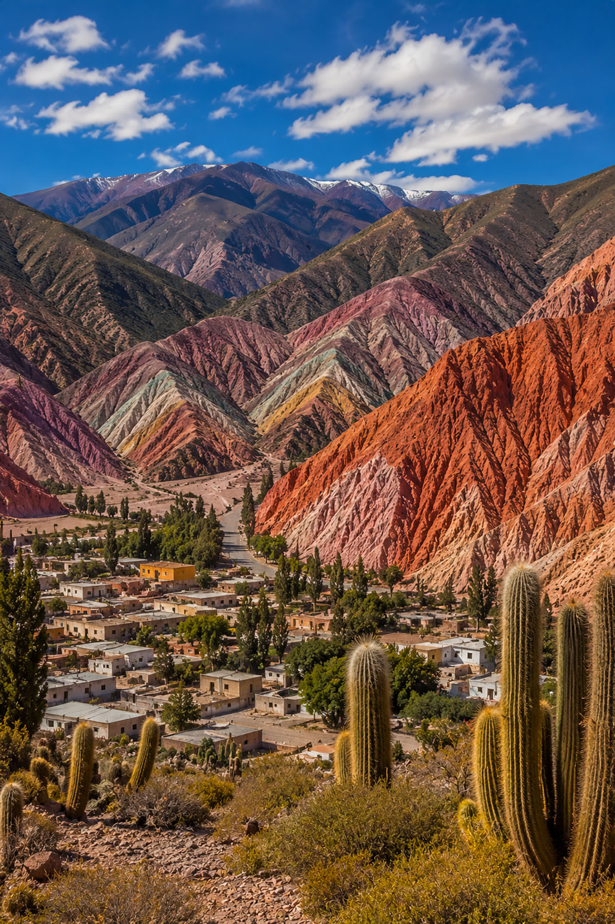 Colorful mountains and Quebrada de Humahuaca in Jujuy