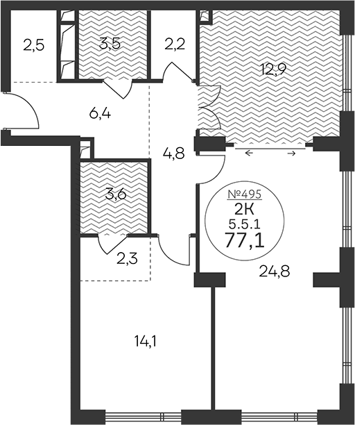 2-комн 61,2 м²