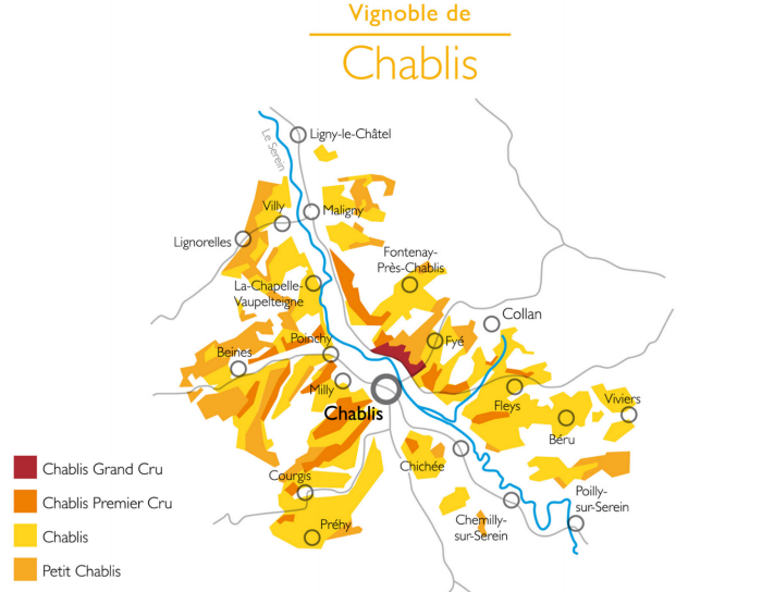 Map of Chablis appellations