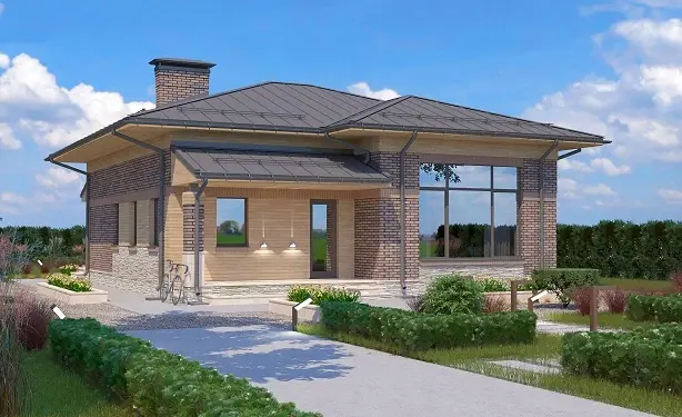 Проект красивого одноэтажного дома в стиле Райта (C-96): изображение 4