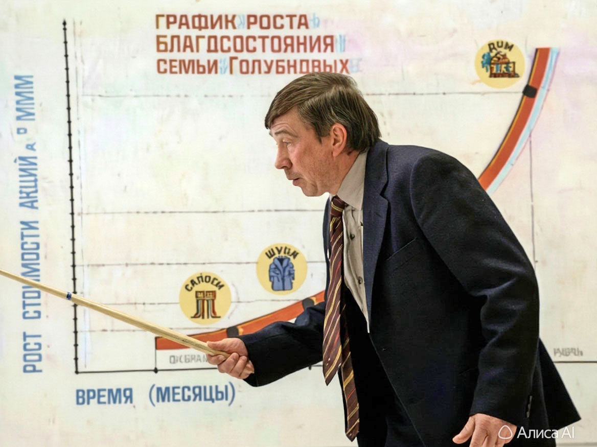 Известный рекламный образ из 90-х, привлекший миллионы доверчивых граждан, поверивших в графики роста акций финансовой пирамиды 