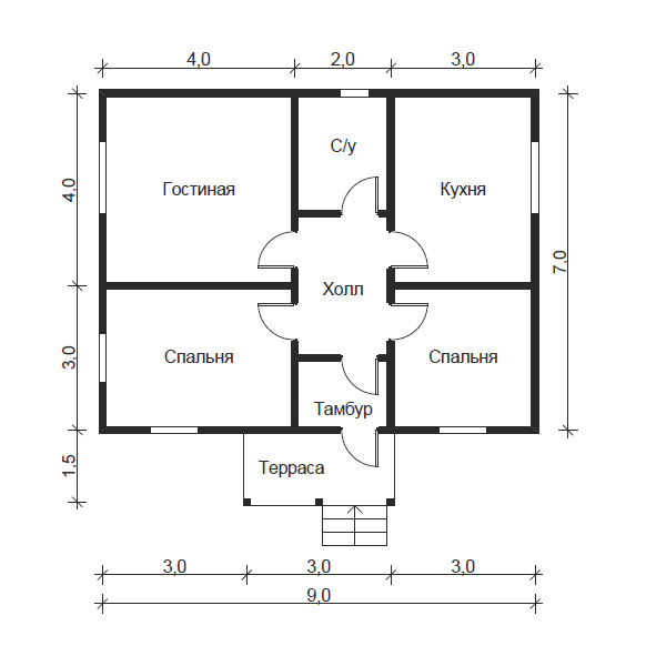 Проект дома 9 м на 9 м
