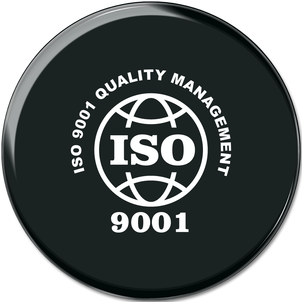 Значок ISO 9001, подтверждающий систему контроля качества продукции