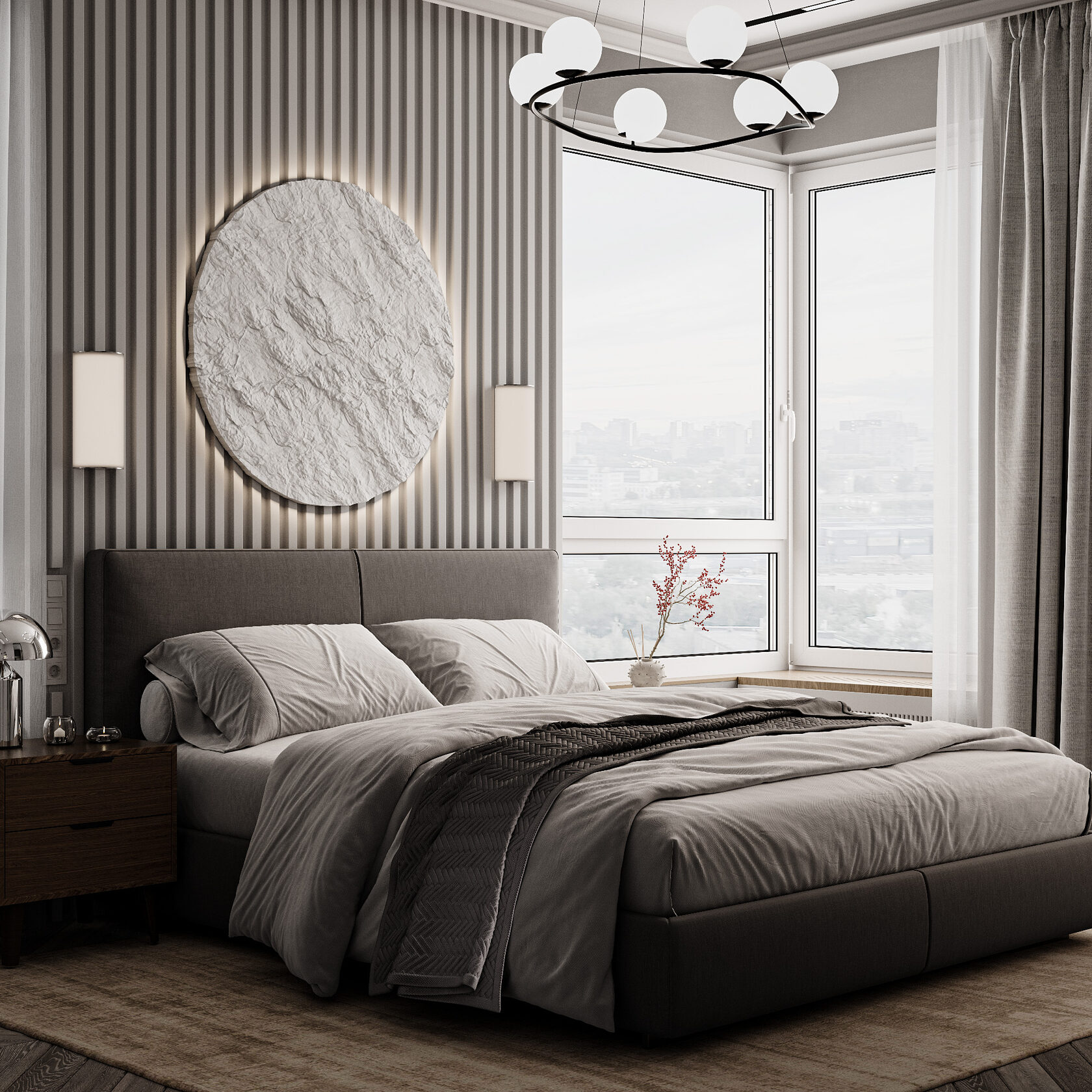 Спальня квартиры 61 м² в ЖК Level Селигерская — G24концепт