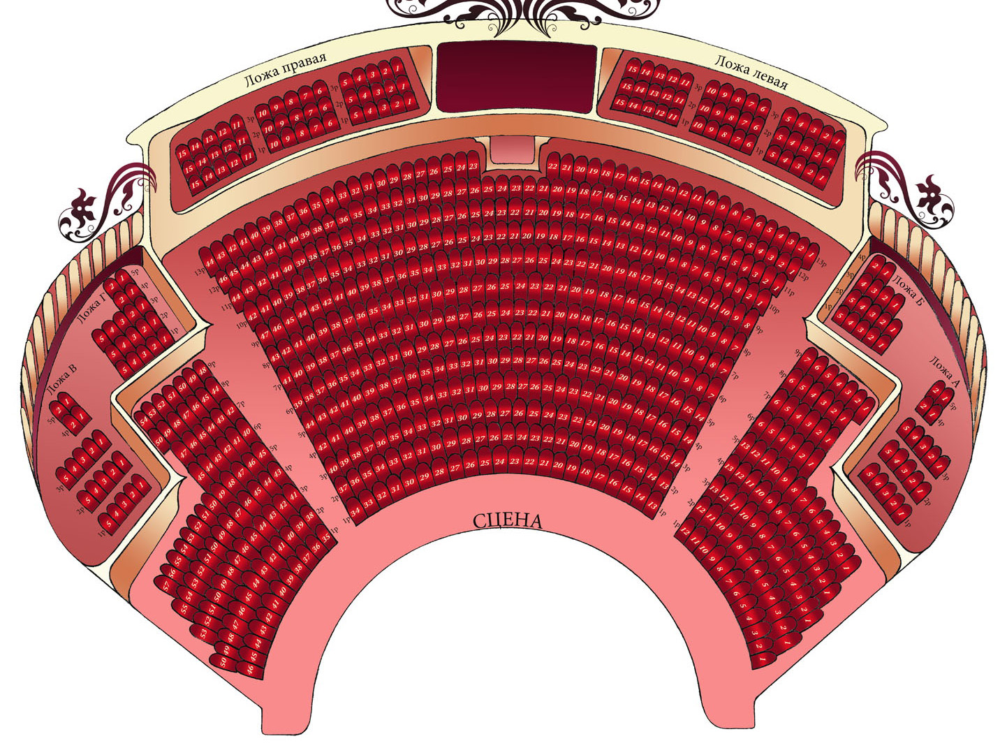 Схема концертного зала Аврора СПБ