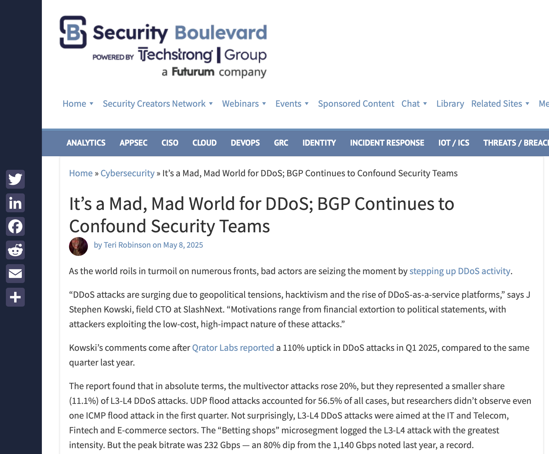 Security Boulevard - It’s a Mad, Mad World for DDoS; BGP Continues to Confound Security Teams 