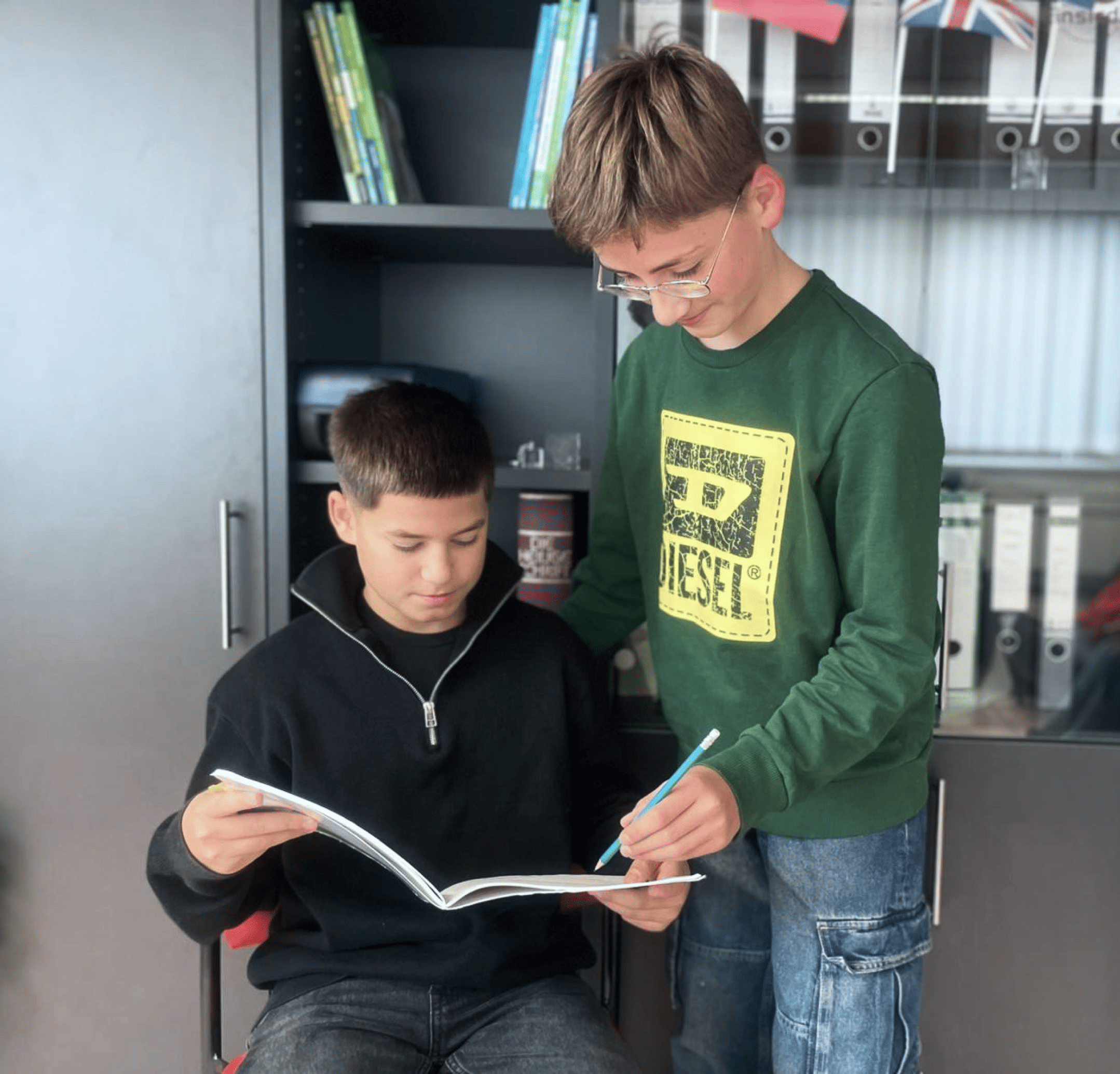 students learn English and German