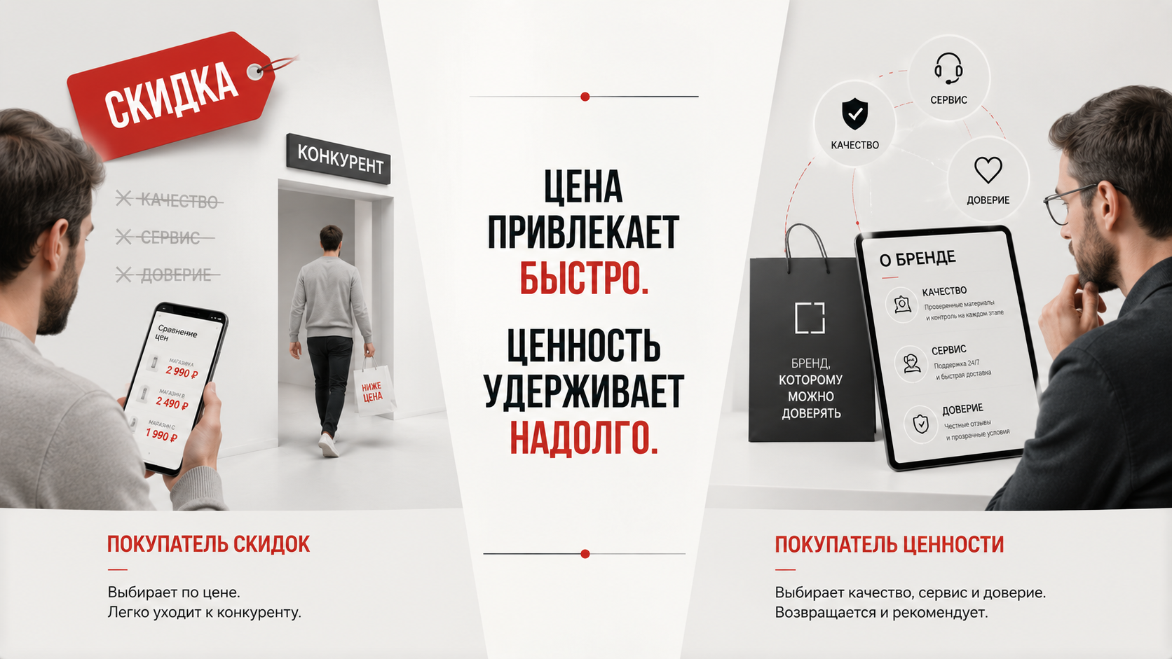 Покупатели по скидке и покупатели по ценности бренда