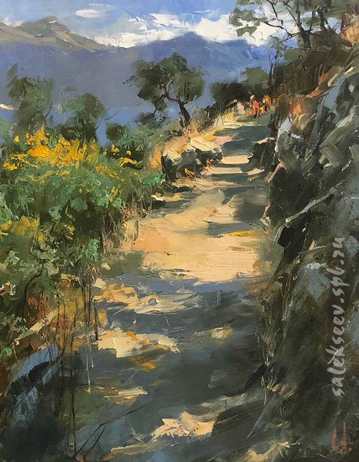 Road to the temple. Oil on canvas. 40х50 cm