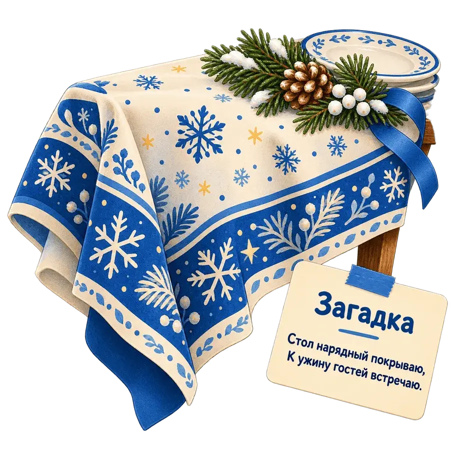 Праздничная скатерть с запиской-загадкой для новогоднего домашнего квеста