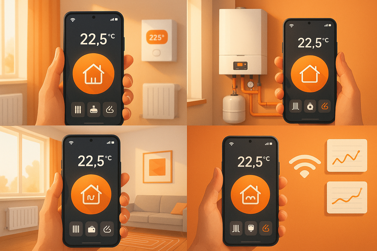 Управление теплым полом и радиаторами с телефона в современном интерьере