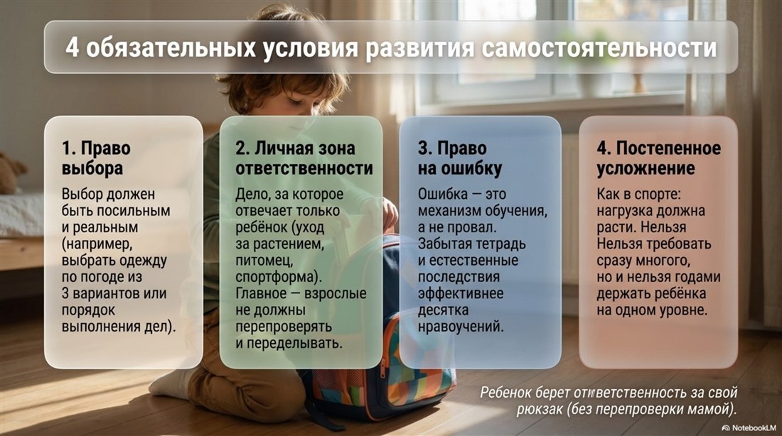 4 условия развития самостоятельности