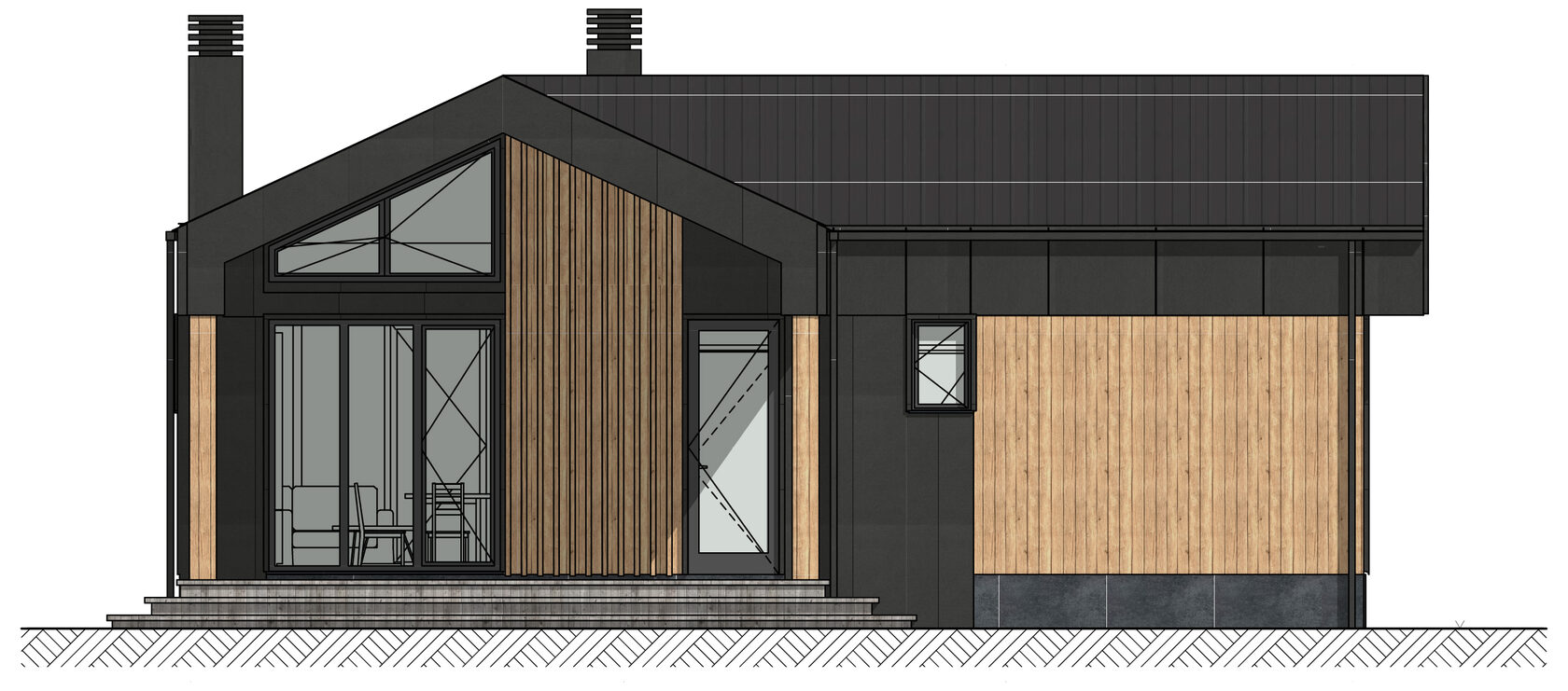 Проект дома "Комфорт" для наглядной визуализации и представления данного типа дома с видом спереди
