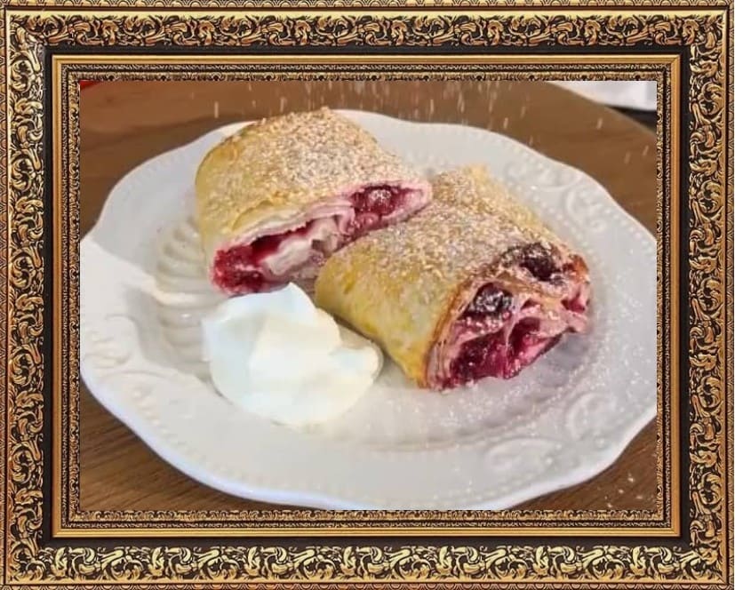 штрудель из лаваша с творогом и вишней