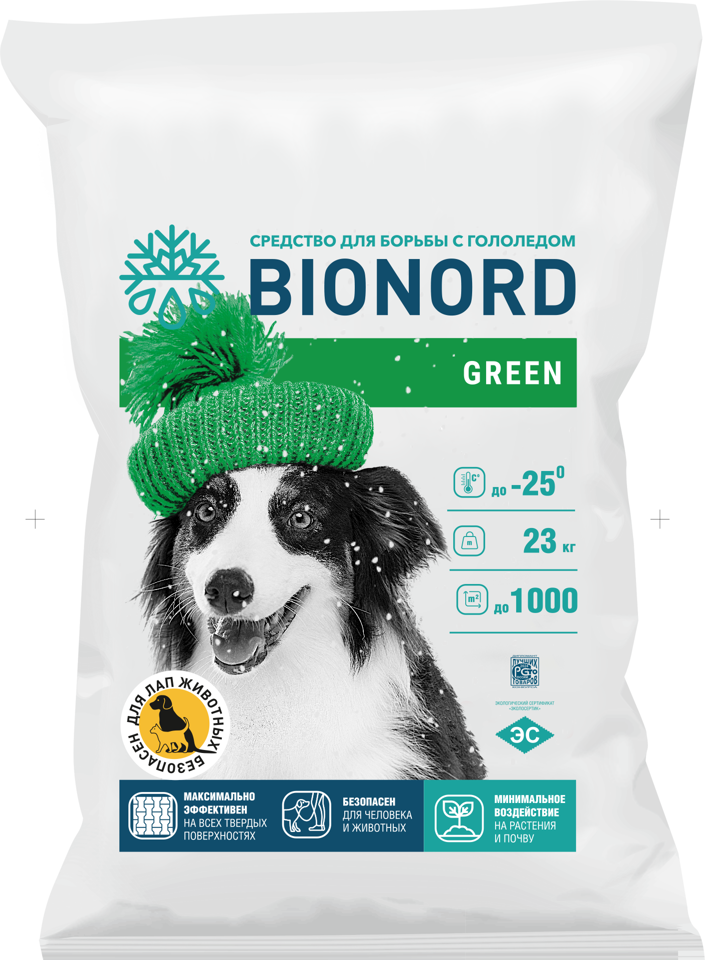 Упаковка противогололёдного материала BIONORD Green