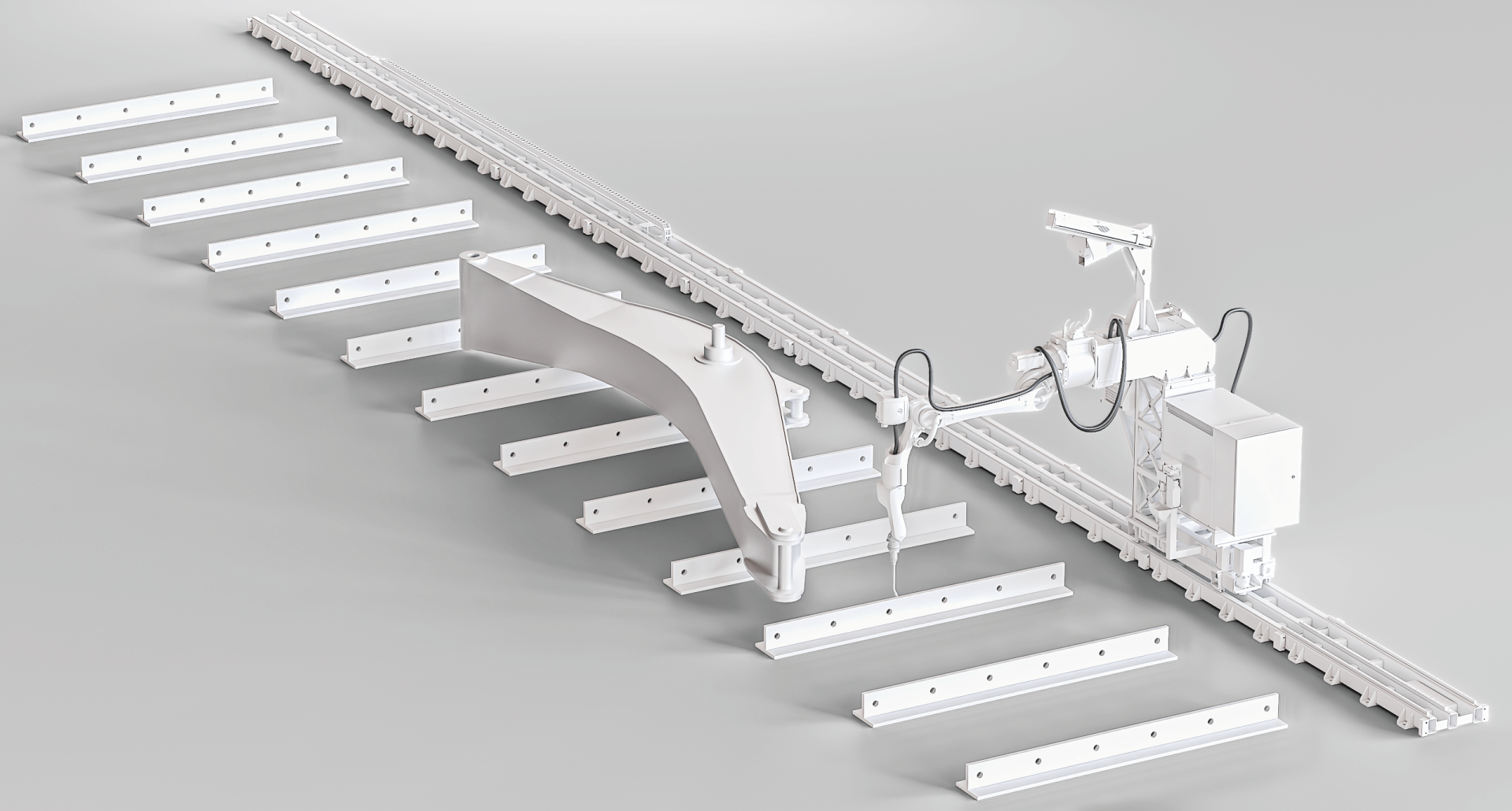 robotic cell with 1 robot on a track: affordable option