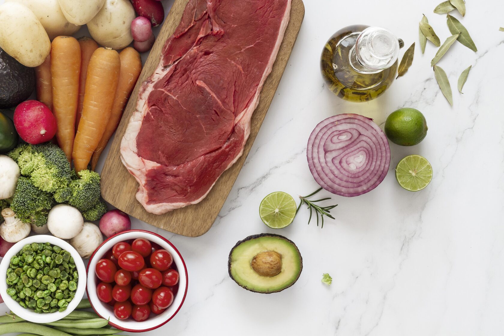 Стол с продуктами для диеты