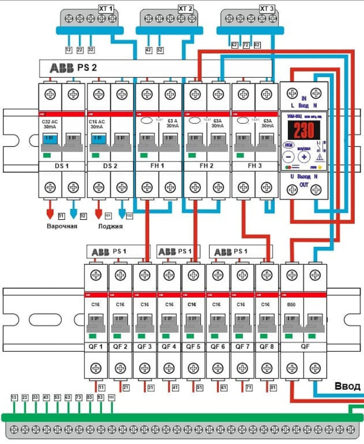 Монтажная схема электрощита
