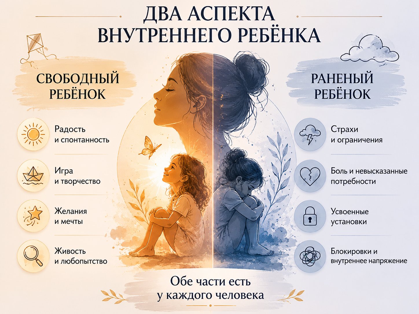 инфографика «Свободный и раненый внутренний ребёнок»