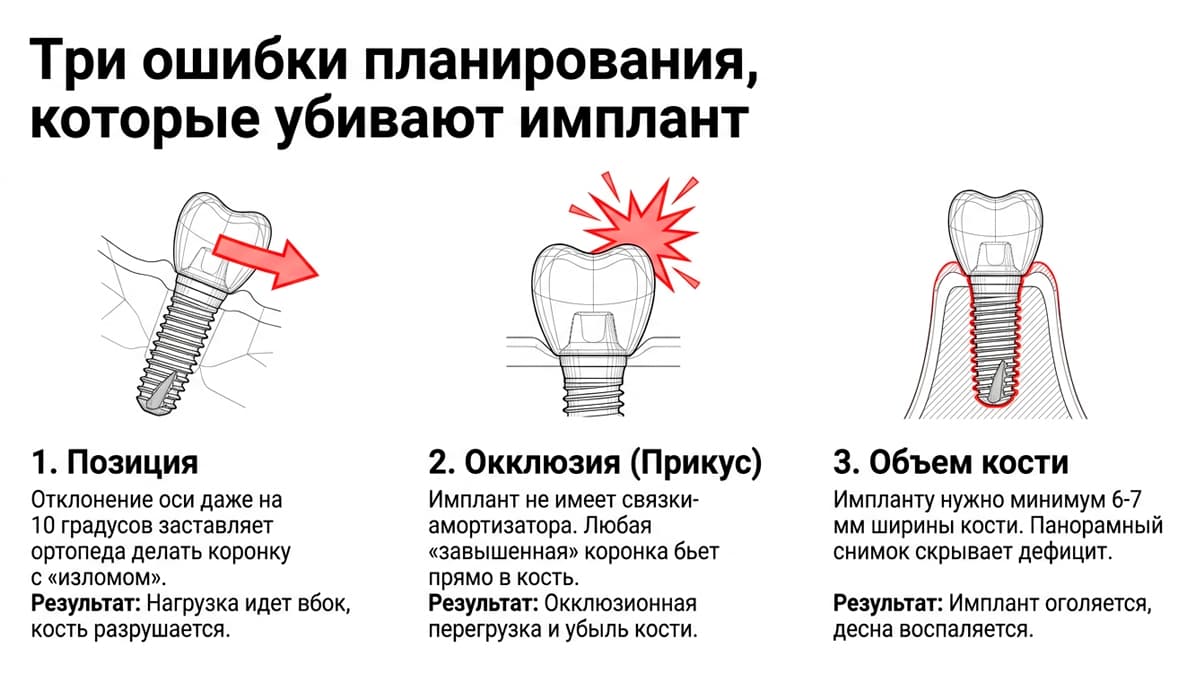Ошибки при планировании имплантатов
