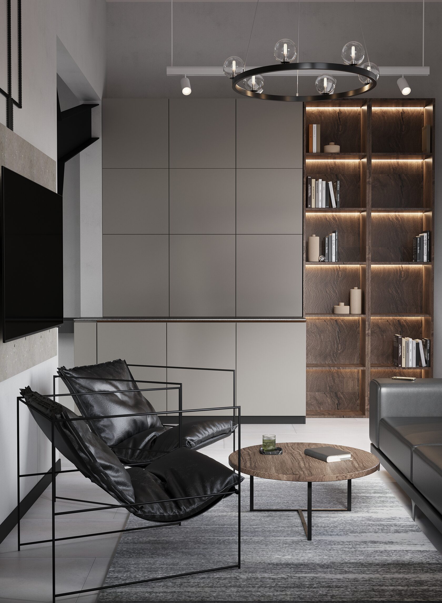 Скрытая кухня в кабинете офиса 